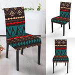 Teal And Brown Aztec Pattern Print Dining Chair Slipcover