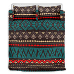 Teal And Brown Aztec Pattern Print Duvet Cover Bedding Set