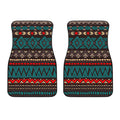 Teal And Brown Aztec Pattern Print Front Car Floor Mats