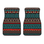 Teal And Brown Aztec Pattern Print Front Car Floor Mats