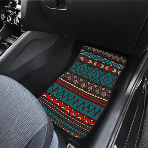 Teal And Brown Aztec Pattern Print Front Car Floor Mats