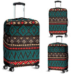 Teal And Brown Aztec Pattern Print Luggage Cover GearFrost