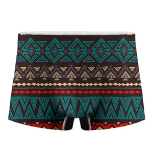 Teal And Brown Aztec Pattern Print Men's Boxer Briefs