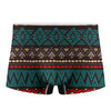 Teal And Brown Aztec Pattern Print Men's Boxer Briefs