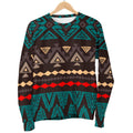 Teal And Brown Aztec Pattern Print Men's Crewneck Sweatshirt