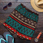 Teal And Brown Aztec Pattern Print Men's Shorts