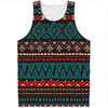 Teal And Brown Aztec Pattern Print Men's Tank Top