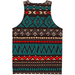 Teal And Brown Aztec Pattern Print Men's Tank Top