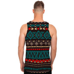 Teal And Brown Aztec Pattern Print Men's Tank Top