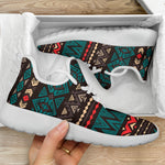 Teal And Brown Aztec Pattern Print Mesh Knit Shoes GearFrost