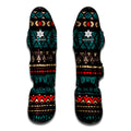 Teal And Brown Aztec Pattern Print Muay Thai Shin Guards