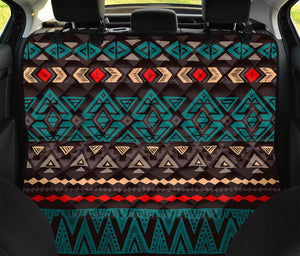 Teal And Brown Aztec Pattern Print Pet Car Back Seat Cover