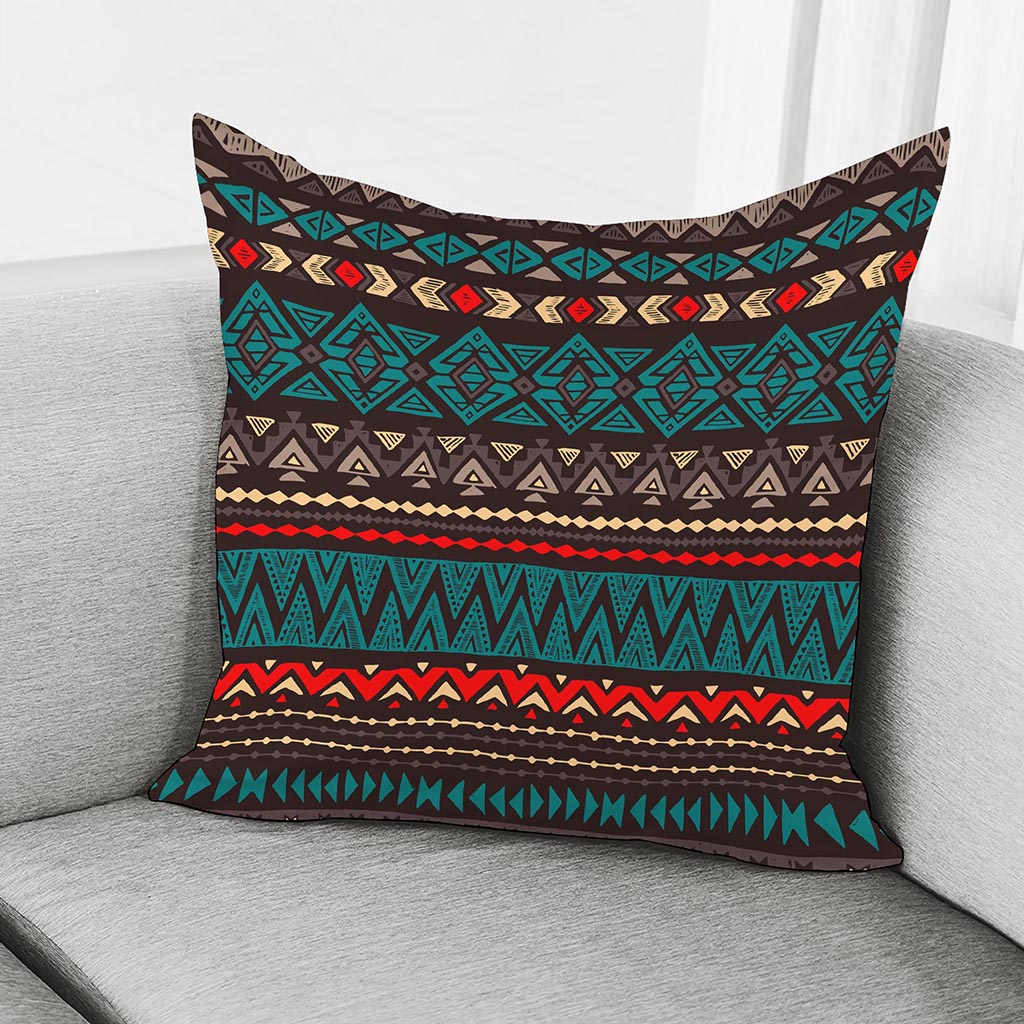 Teal And Brown Aztec Pattern Print Pillow Cover