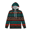 Teal And Brown Aztec Pattern Print Pullover Hoodie