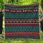 Teal And Brown Aztec Pattern Print Quilt