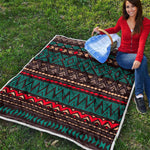 Teal And Brown Aztec Pattern Print Quilt