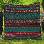 Teal And Brown Aztec Pattern Print Quilt