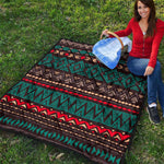 Teal And Brown Aztec Pattern Print Quilt