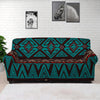 Teal And Brown Aztec Pattern Print Sofa Cover