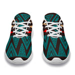 Teal And Brown Aztec Pattern Print Sport Shoes GearFrost