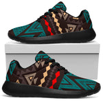 Teal And Brown Aztec Pattern Print Sport Shoes GearFrost