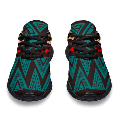 Teal And Brown Aztec Pattern Print Sport Shoes GearFrost