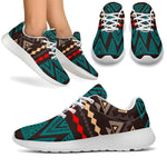 Teal And Brown Aztec Pattern Print Sport Shoes GearFrost