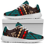 Teal And Brown Aztec Pattern Print Sport Shoes GearFrost
