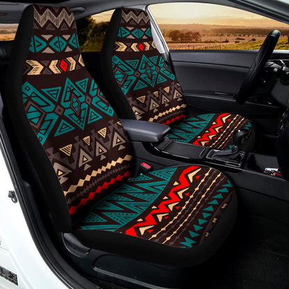 Teal And Brown Aztec Pattern Print Universal Fit Car Seat Covers