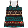 Teal And Brown Aztec Pattern Print Women's Racerback Tank Top