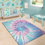 Teal And Pink Tie Dye Print Area Rug