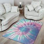 Teal And Pink Tie Dye Print Area Rug