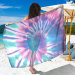 Teal And Pink Tie Dye Print Beach Sarong Wrap