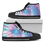 Teal And Pink Tie Dye Print Black High Top Shoes