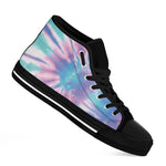 Teal And Pink Tie Dye Print Black High Top Shoes