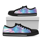 Teal And Pink Tie Dye Print Black Low Top Shoes 