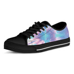 Teal And Pink Tie Dye Print Black Low Top Shoes 