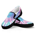Teal And Pink Tie Dye Print Black Slip On Sneakers