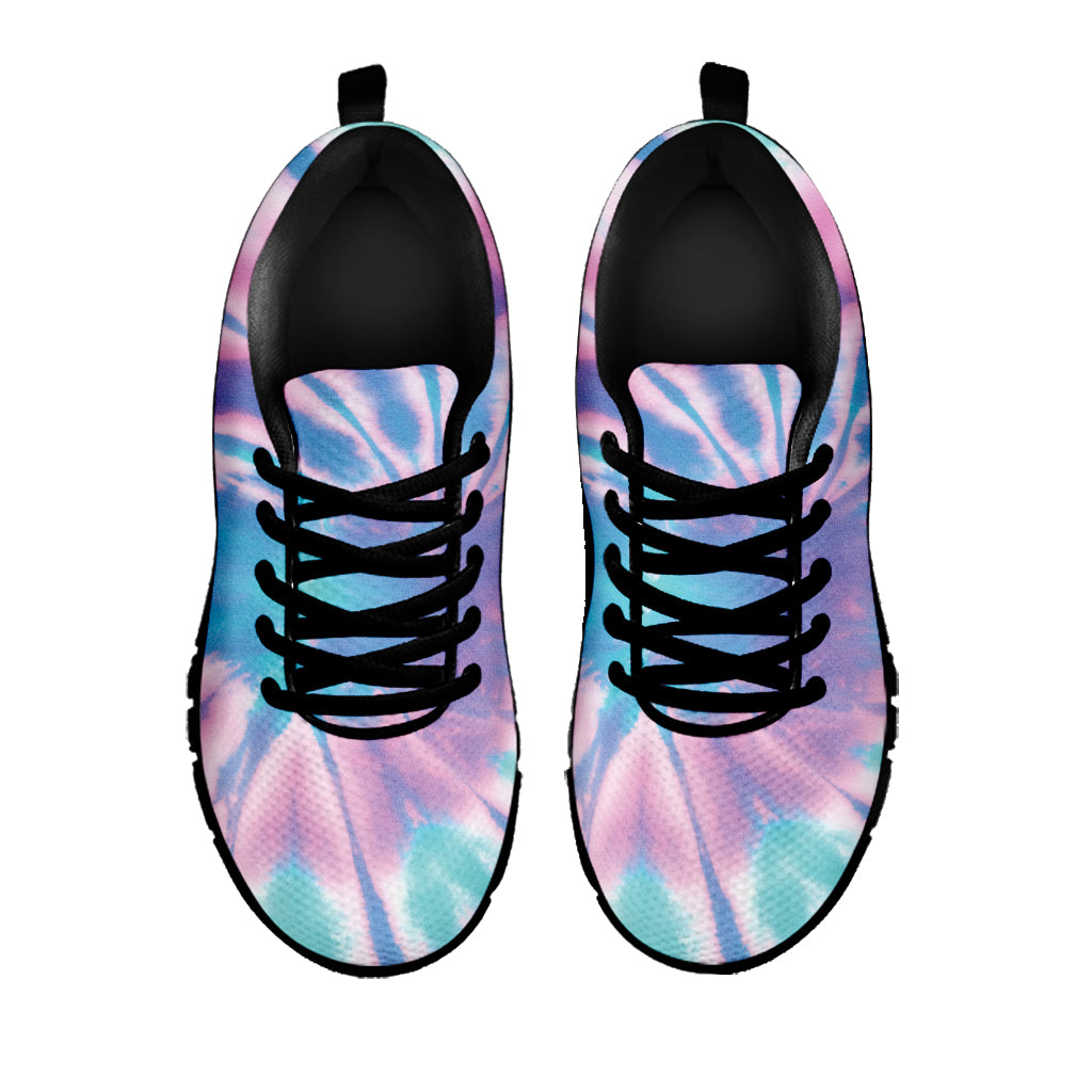 Teal And Pink Tie Dye Print Black Sneakers