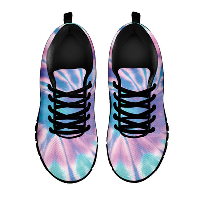 Teal And Pink Tie Dye Print Black Sneakers