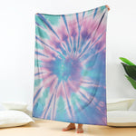 Teal And Pink Tie Dye Print Blanket