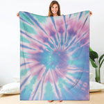 Teal And Pink Tie Dye Print Blanket
