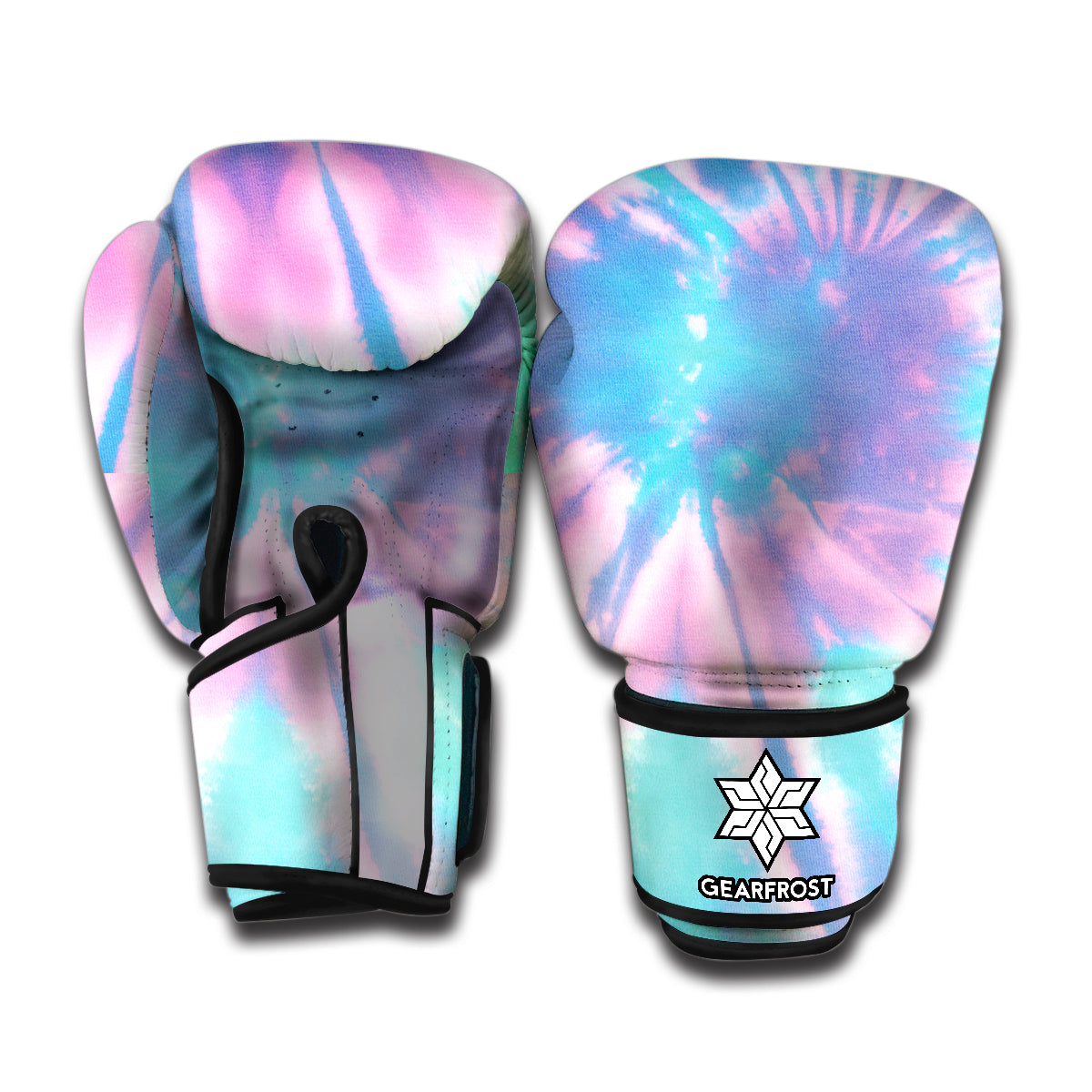 Teal And Pink Tie Dye Print Boxing Gloves