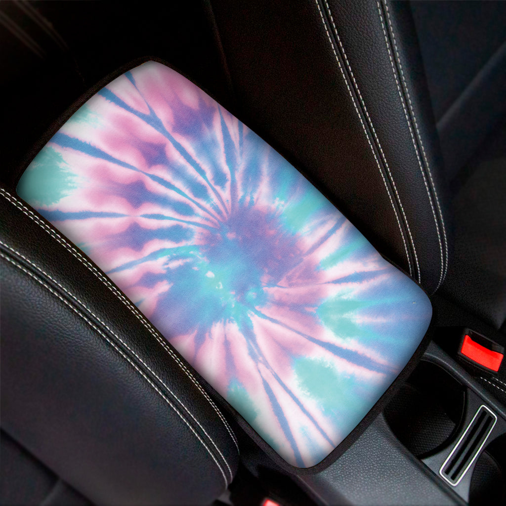 Teal And Pink Tie Dye Print Car Center Console Cover