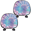 Teal And Pink Tie Dye Print Car Headrest Covers