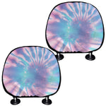 Teal And Pink Tie Dye Print Car Headrest Covers