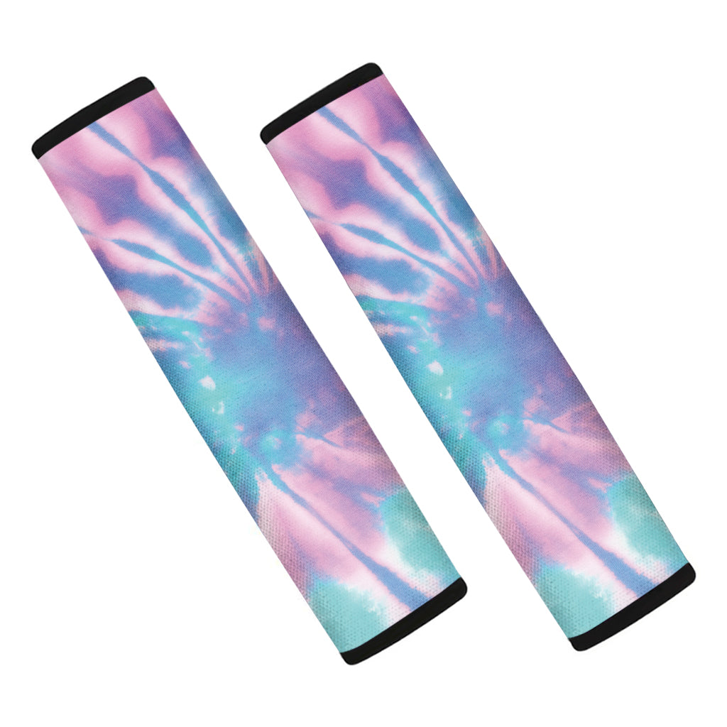 Teal And Pink Tie Dye Print Car Seat Belt Covers