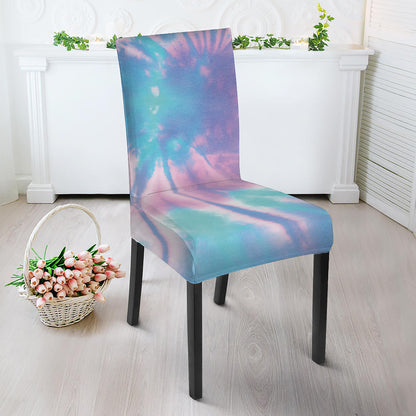 Teal And Pink Tie Dye Print Dining Chair Slipcover