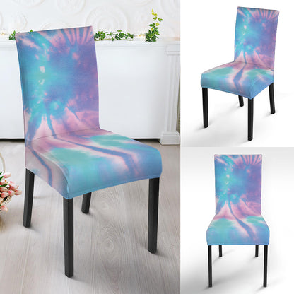 Teal And Pink Tie Dye Print Dining Chair Slipcover