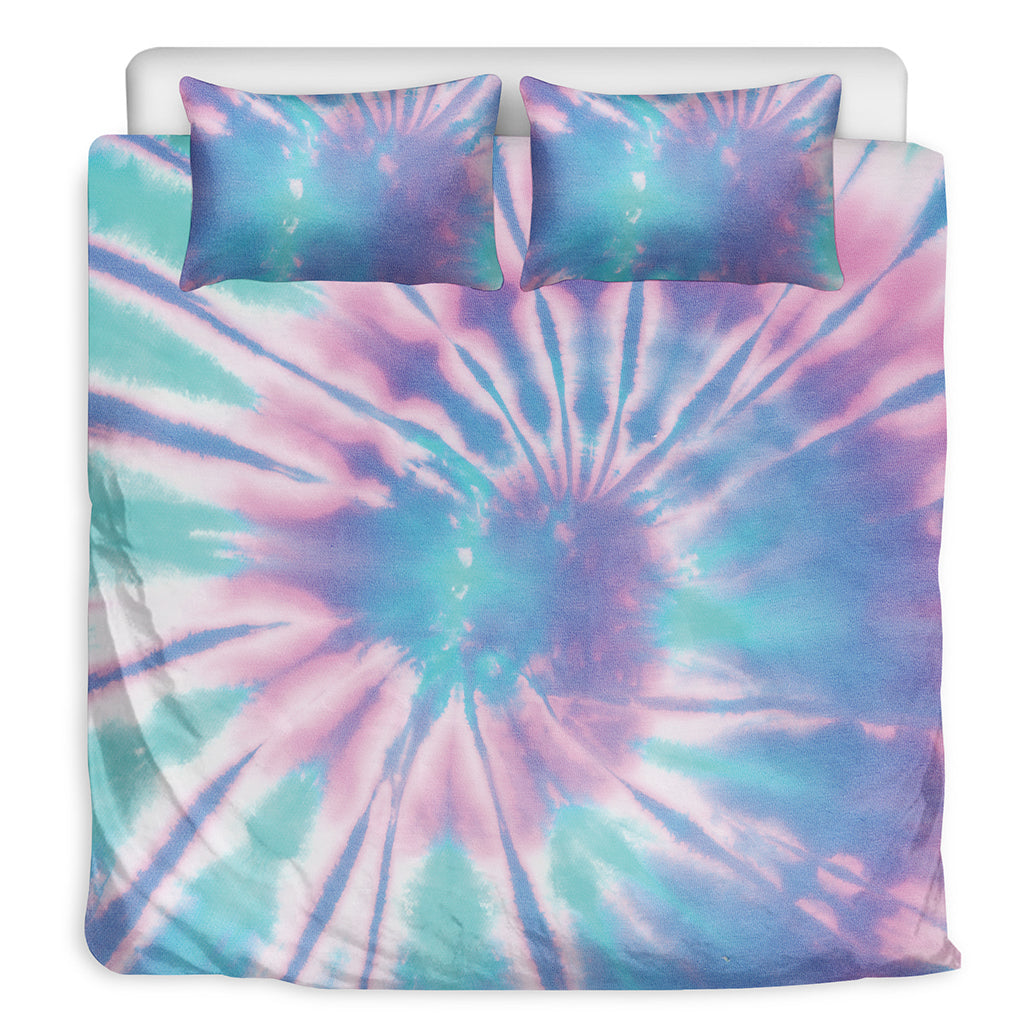 Teal And Pink Tie Dye Print Duvet Cover Bedding Set
